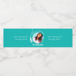 Rótulo De Garrafa De Vinho Tendy Teal Graduation Photo