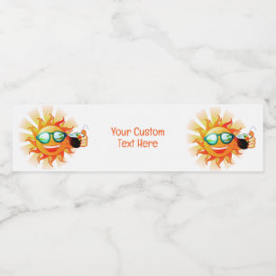 Rótulo De Garrafa De Vinho Texto Tropical Sun Personalizado