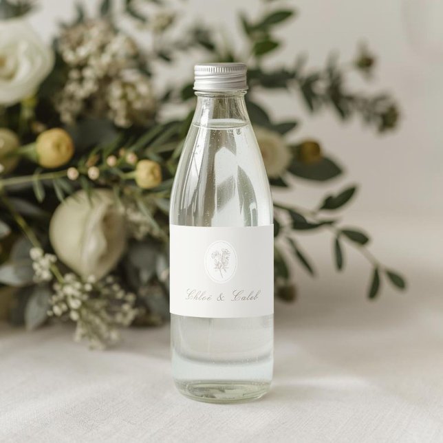 Rótulo De Garrafa De Vinho Toupe Leve | Casamento Botânico Chic (Criador carregado)