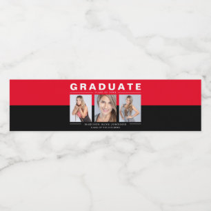Rótulo De Garrafa De Vinho Três Graduações de Foto Colagem Vermelha e Água Ne