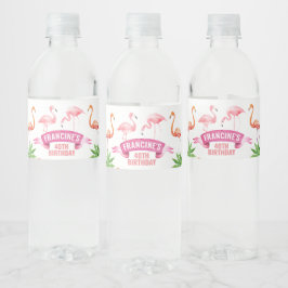 Rótulo De Garrafa De Vinho Tropical Flamingo