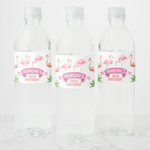 Rótulo De Garrafa De Vinho Tropical Flamingo