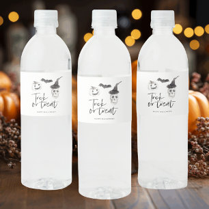 Rótulo De Garrafa De Vinho Truque ou Tratamento Spooky   Festa de Halloween 