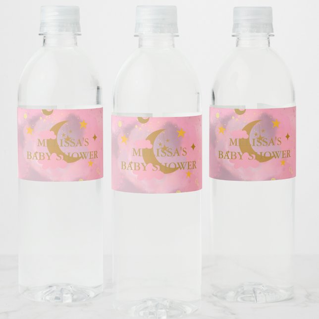 Rótulo De Garrafa De Vinho Twinkle Twinkle Pequena Estrela Rosa Personalizada (Criador carregado)