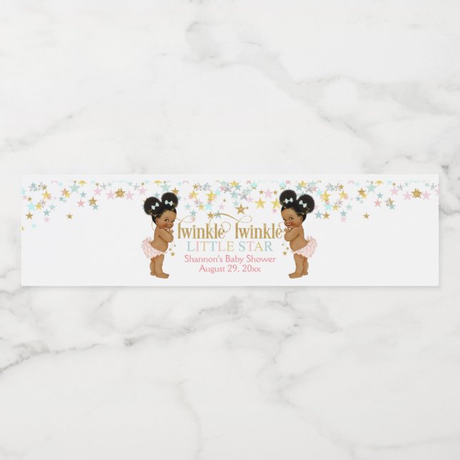 Rótulo De Garrafa De Vinho Twinzinha das Pequenas Estrelas Puff (Rótulo Único)