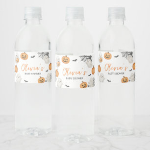 Rótulo De Garrafa De Vinho Um Pequeno Chá de fraldas de Boo Pumpkin