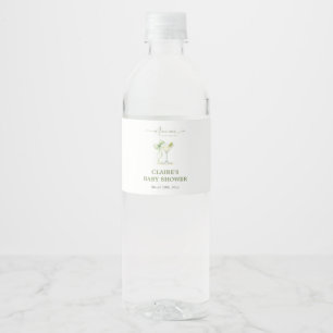 Rótulo De Garrafa De Vinho Um Tini Um Arco Verde Sage Neutro Chá de Bebê