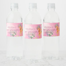 Rótulo De Garrafa De Vinho Unicórnios e borboletas cor-de-água rosa