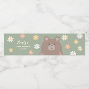 Rótulo De Garrafa De Vinho Ursa Fofa Urso de Pelúcia Primavera Menino Churras