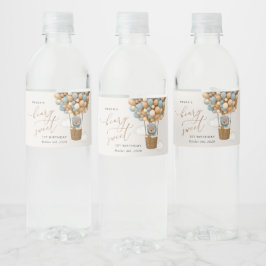 Rótulo De Garrafa De Vinho Urso Bastante, Balões Azuis, Primeiro Aniversário