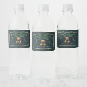Rótulo De Garrafa De Vinho Urso de Xadrez Polo com Laço Verde Favors para Chá