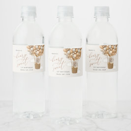 Rótulo De Garrafa De Vinho Urso Gelado, Balões de Beige, Primeiro Aniversário