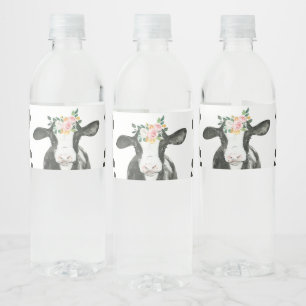 Rótulo De Garrafa De Vinho Vaca Sagrada Estou Floral Impressão de Vaca Aniver