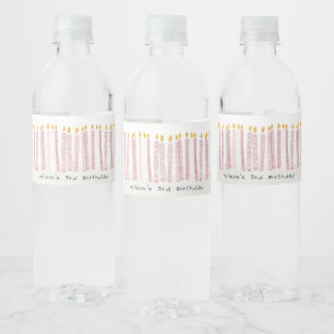Rótulo De Garrafa De Vinho Velas de Aniversário, Cor-de-Água Rosa, Pastel Sua