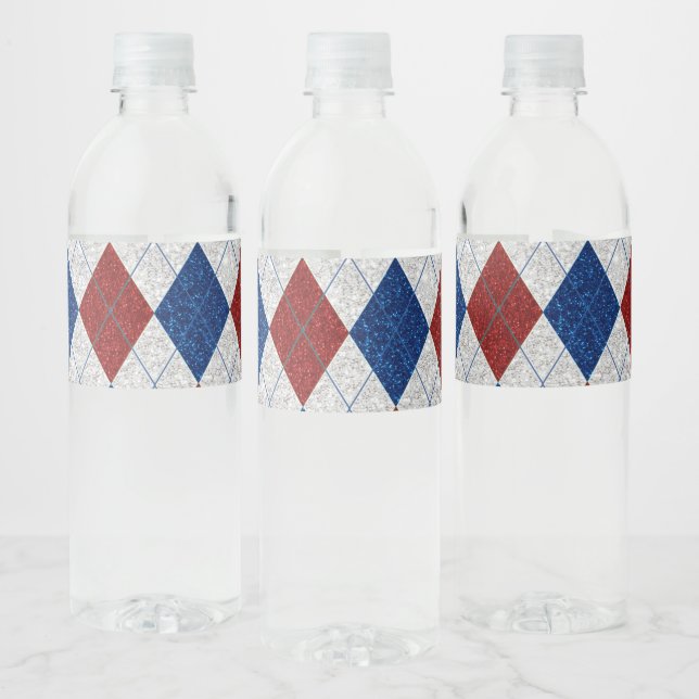 Rótulo De Garrafa De Vinho Vermelho, Branco, Azul Argyle Glitter 4 de Julho (Garrafas)