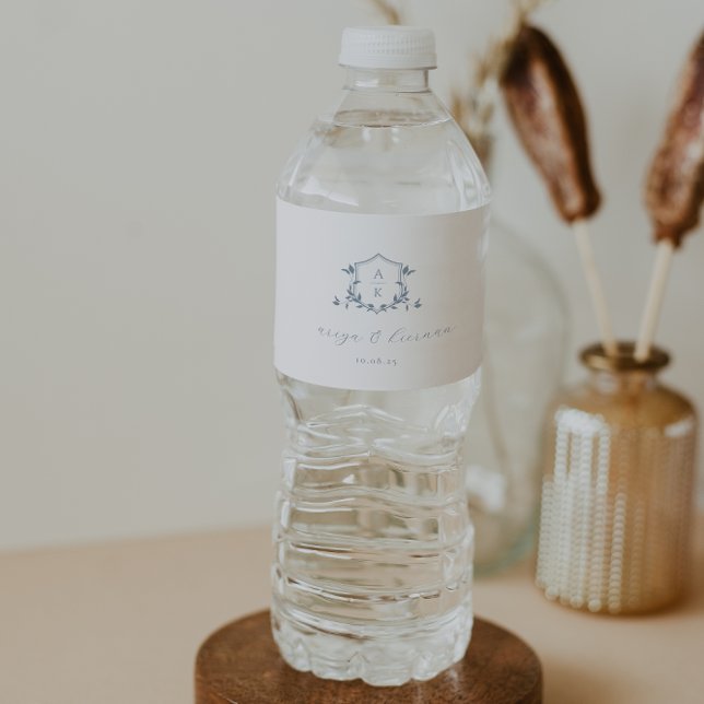 Rótulo De Garrafa De Vinho Vinhas eternos Derrame Blue Crest Monograma de Cas (Criador carregado)