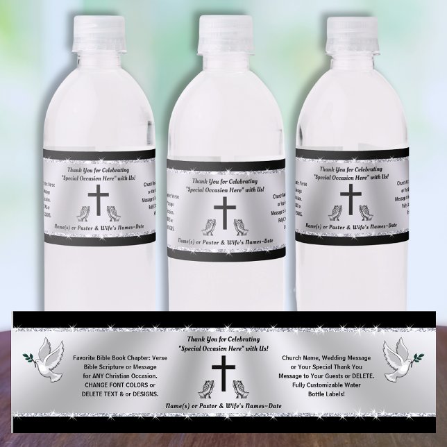Rótulo De Garrafa De Vinho Vinhetas de Garrafas de Água Cristã, Personalizada (Christian Water Bottle Stickers. Christian Water Bottle Labels. Christian Stickers for Water Bottles)