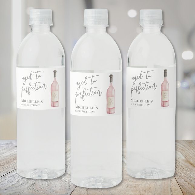 Rótulo De Garrafa De Vinho Vinho Com Idade Simples À Perfeição Aniversário (Wine Simple Aged To Perfection Birthday Water Bottle Label )