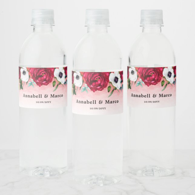 Rótulo De Garrafa De Vinho Vinho Vermelho Floral Branco  (Garrafas)
