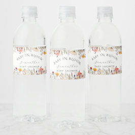 Rótulo De Garrafa De Vinho Watercolor White Wildflower Bloom Baby In Bloom