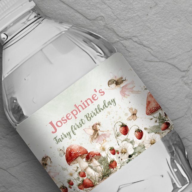 Rótulo De Garrafa De Vinho whimsical fairy first birthday (Criador carregado)