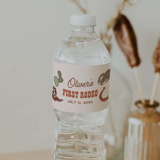Rótulo De Garrafa De Vinho Wild West First Rodeo Birthday (Criador carregado)