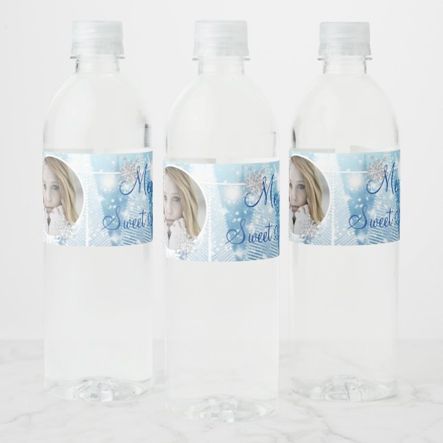 Rótulo De Garrafa De Vinho Winter Wonderland Diamond Snowflakes Lights (Garrafas)