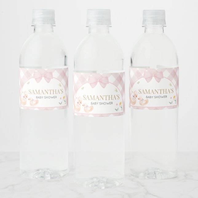 Rótulo De Garrafa De Vinho Xadrez Rosa Silly Goose Chá de Bebê (Garrafas)