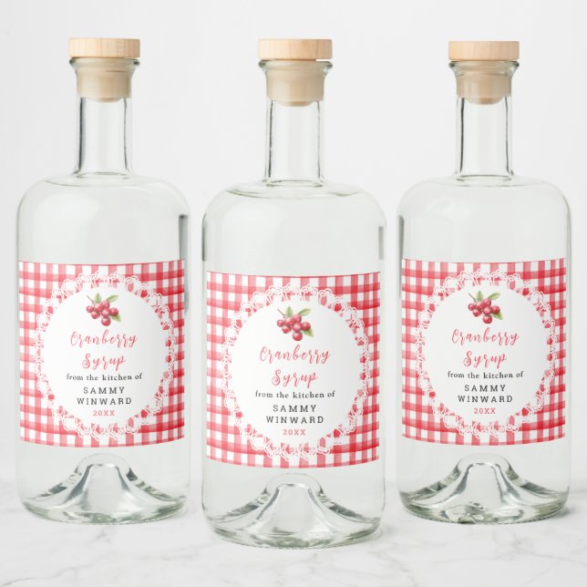Rótulo de Garrafa de Xarope de Cranberry Caseiro (Garrafas)