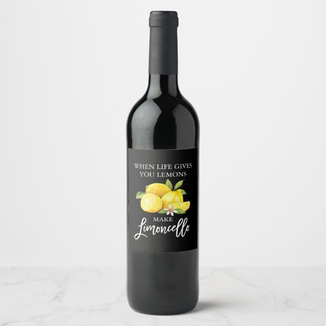 Rótulo de Garrafa Preto Limoncello Limons (Frente)
