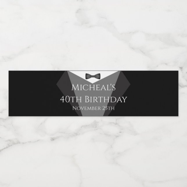 rótulo de garrafa smoking preto prata (Rótulo Único)