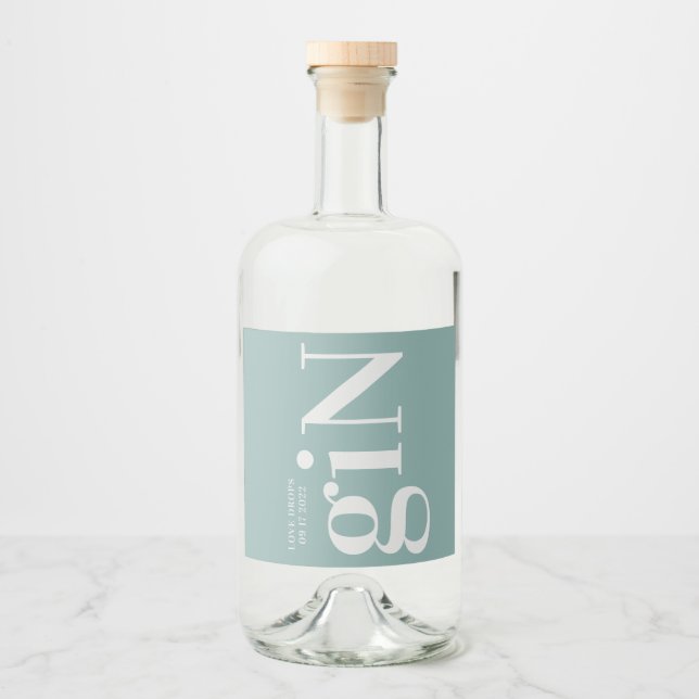 Rótulo de Gin Frasco Verde Moderno Simples (Frente)