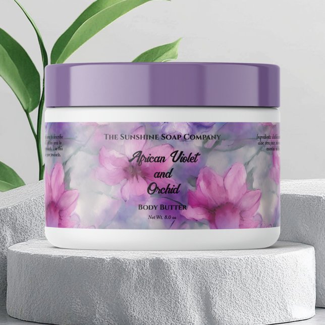 Rótulo de Jar Cosmético das Flores Rosa e Roxo (Criador carregado)