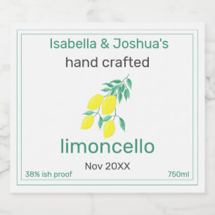 rótulo de limoncello caseiro feito com amor
