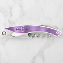 Rótulo de Metal Folheado Roxo em Script de Monogra