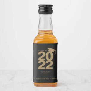 Rótulo de Mini Álcool para Graduação Dourada e Pre