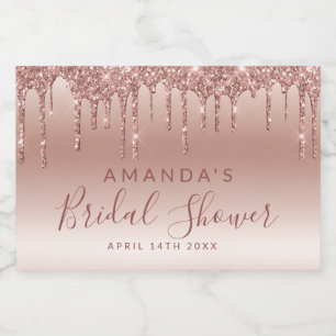 Rótulo de Mini Vinho Espumante Dourado com Rosa de