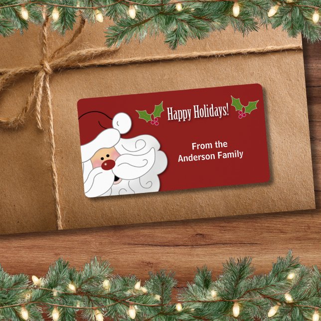 Rótulo de Natal do Papai Noel / Adesivo de Biscoit (

Santa Claus Happy Holidays Christmas Labels )