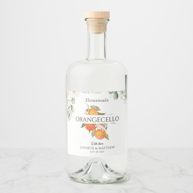 Rótulo de Orangecello Laranja Favor de Casamento  (Frente)