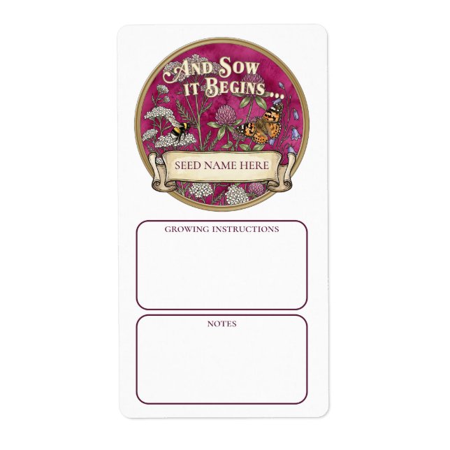 Rótulo de Pacote de Sementes Rosa – Adesivo de Jar (Frente)