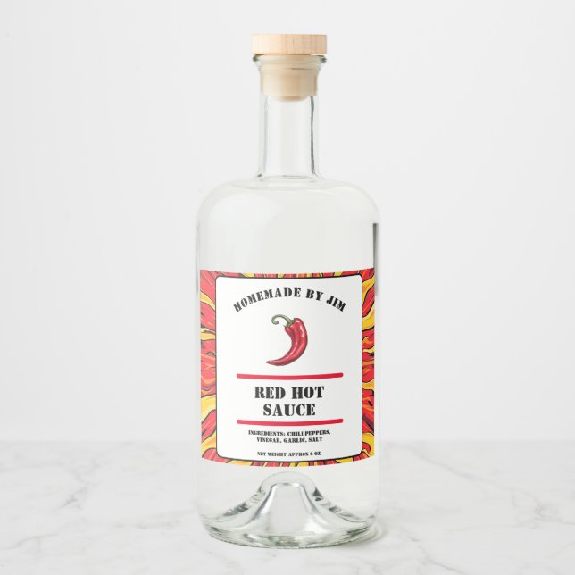 Rótulo de Pimenta de Molho Quente Vermelho Moderno (Frente)