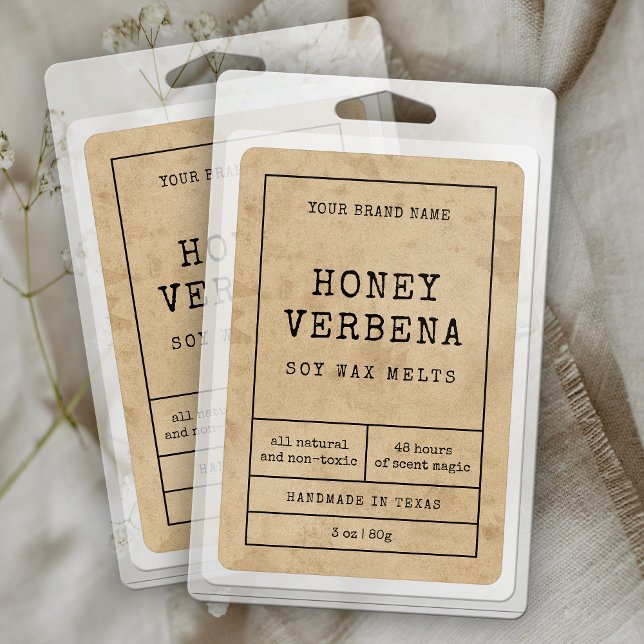 Rótulo de Produto à prova d'água derrete cera de v (Rustic kraft paper effect rectangle product labels with vintage style fonts + apothecary layout)