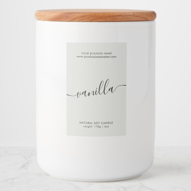 Rótulo de produto de vela com script de cinza mode (Frente)