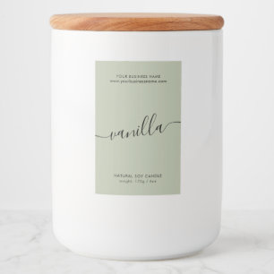 Rótulo de produto de vela verde para script modern
