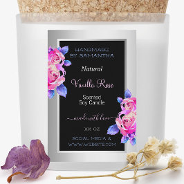 Rótulo de produto prateado roxo, cor-de-rosa, flor