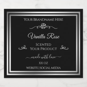 Rótulo de produto preto escuro Silver Frame Vintag