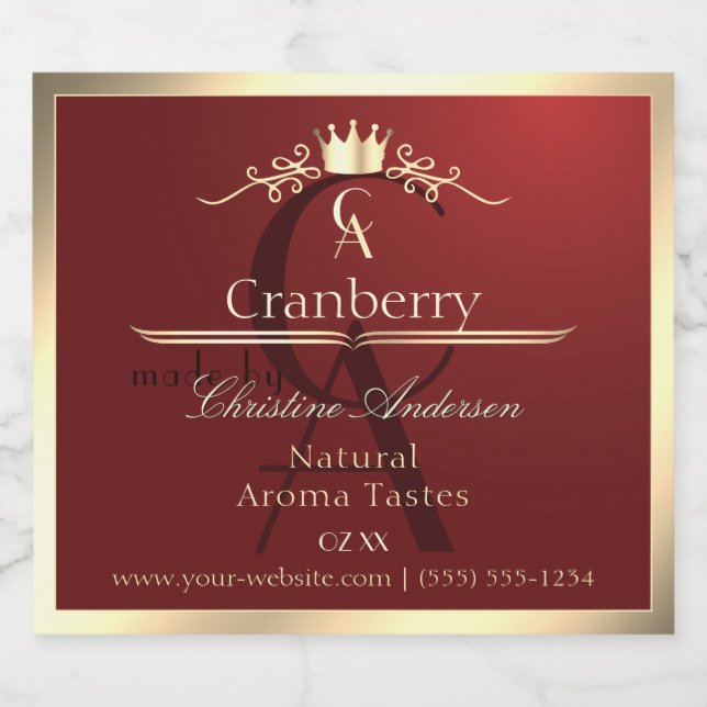 Rótulo de produto tinto com quadro Dourado Monogra (Rótulo Único)
