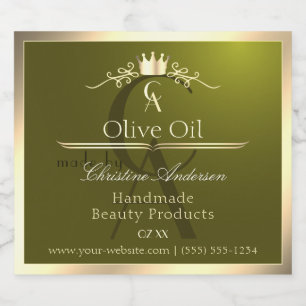 Rótulo de produto verde-oliva com monograma de qua