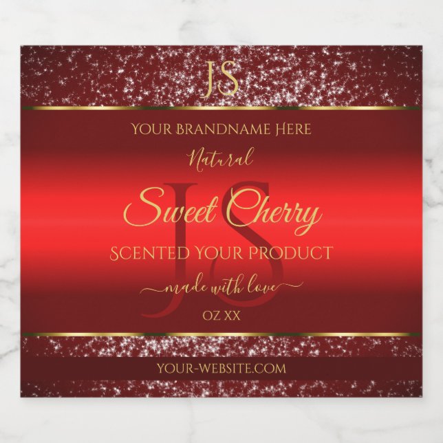 Rótulo de Produto Vermelho Dourado com Estrelas de (Rótulo Único)