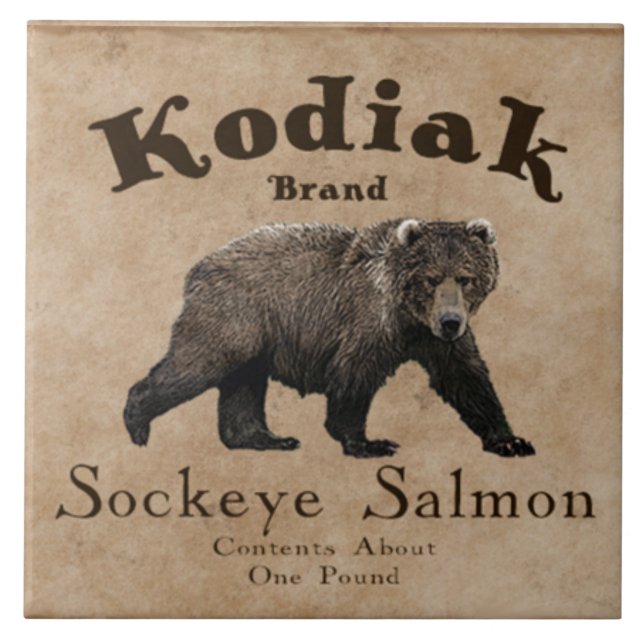 Rótulo de Salmão Vintage Kodiak (Frente)